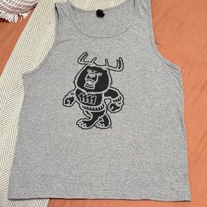 District Heather Gray Tank Top with Black Bear 1111 Graphic